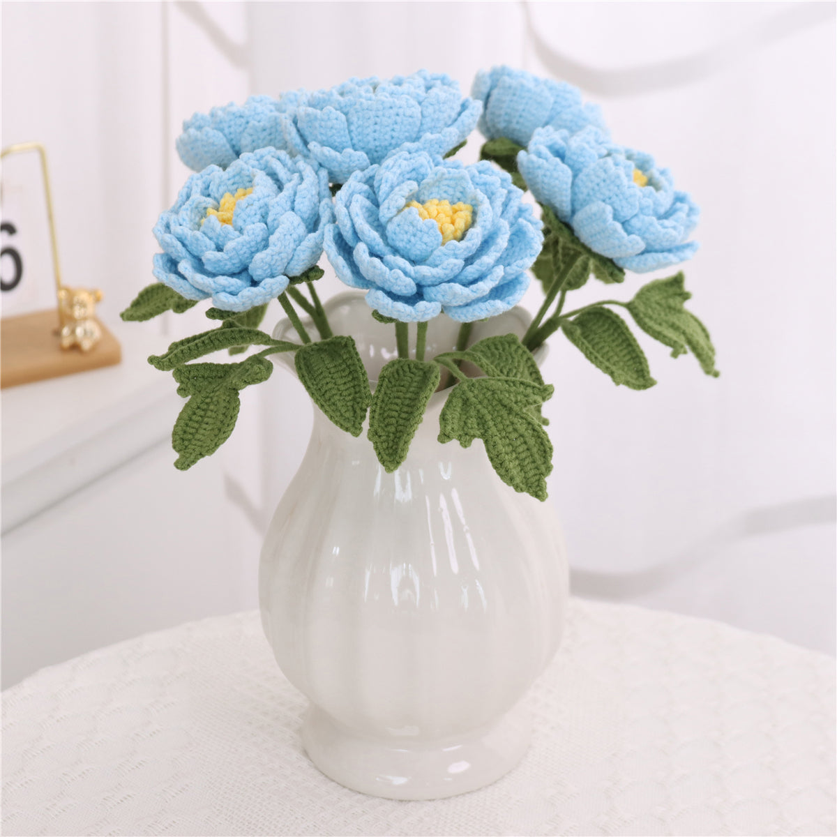 6 pcs Single Crochet Peonies(MXA41)